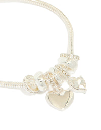 Silver Plated Diamante Heart Rondell Charms Toggle Bracelet - link has visual effect only