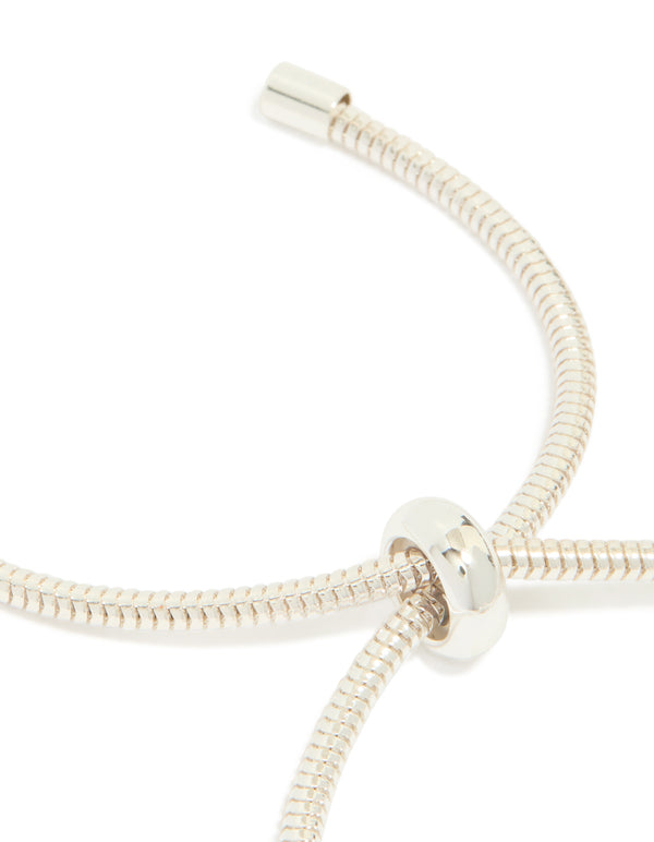 Silver Plated Diamante Heart Rondell Charms Toggle Bracelet