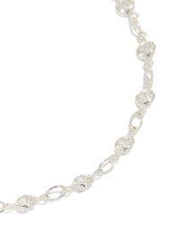 Silver Plated Cubic Zirconia Round Dainty Chain Bracelet - link has visual effect only