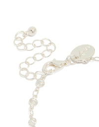Silver Plated Cubic Zirconia Round Dainty Chain Bracelet - link has visual effect only