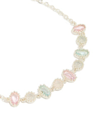 Silver Plated Oval & Round Cubic Zirconia Tennis Toggle Bracelet - link has visual effect only