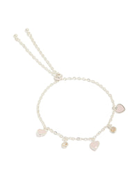 Silver Plated Cubic Zirconia Heart Charms Toggle Bracelet - link has visual effect only