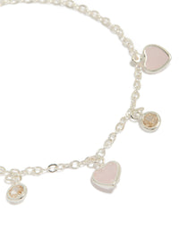 Silver Plated Cubic Zirconia Heart Charms Toggle Bracelet - link has visual effect only