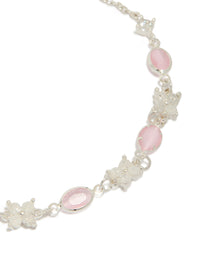 Silver Plated Oval Cubic Zirconia Charms Oval Toggle  Bracelet - link has visual effect only