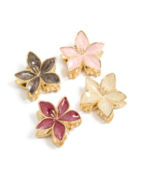 Gold Pink & Burgundy Enamel Frangipani Claw Clips 4-Pack - link has visual effect only