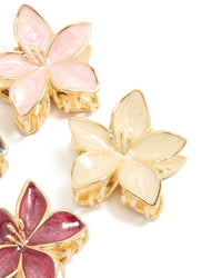 Gold Pink & Burgundy Enamel Frangipani Claw Clips 4-Pack - link has visual effect only