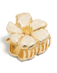 Gold Enamel Blossom Flower Hair Claw Clip - link has visual effect only