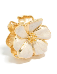Gold Enamel Blossom Flower Hair Claw Clip - link has visual effect only