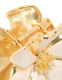 Gold Enamel Blossom Flower Hair Claw Clip - link has visual effect only