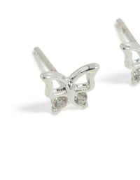 Waterproof Stainless Steel Diamante Butterfly Stud Earrings - link has visual effect only