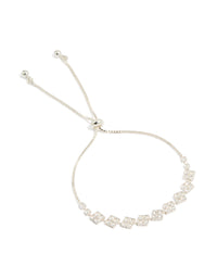 Silver Plated Cubic Zirconia Flower Detail Toggle Bracelet - link has visual effect only