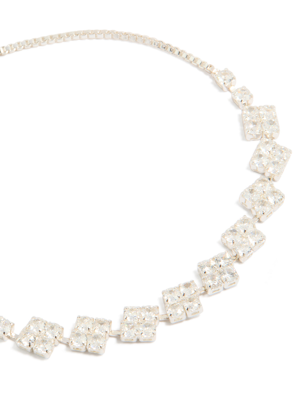 Showcasing a cubic zirconia flower detail toggle bracelet in silver plated finish close up view
