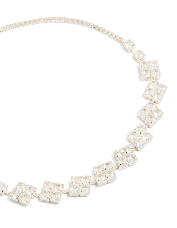 Silver Plated Cubic Zirconia Flower Detail Toggle Bracelet
