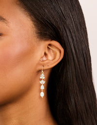 Gold Plated Cubic Zirconia & Freshwater Pearl Vine Hook Drop Earrings - link has visual effect only