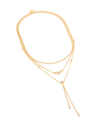Showcasing gold plated cubic zirconia tennis and Y-necklaces in a 3-pack front view - link has visual effect only