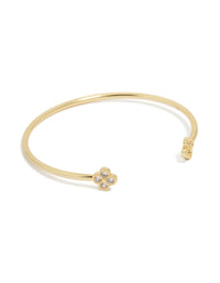 Gold Plated Cubic Zirconia Flower Wrist Cuff - link has visual effect only