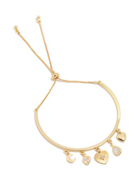 Gold Plated Heart & Moon Toggle Charm Bangle - link has visual effect only
