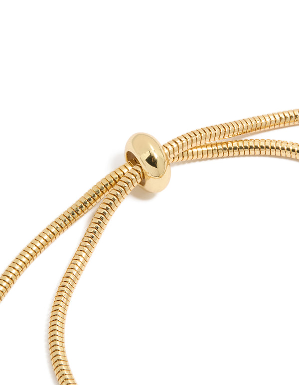 Gold Plated Cubic Zirconia Chunky Heart Charm Toggle Bracelet