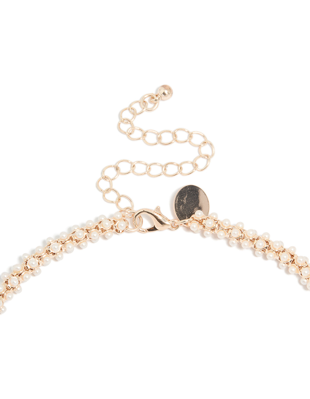 Rose Gold Plated Mini Pearls Fireball  Necklace