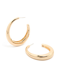 Gold Plain Wide Hoop Earrings - link has visual effect only