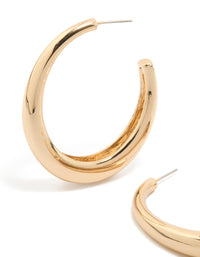 Gold Plain Wide Hoop Earrings - link has visual effect only