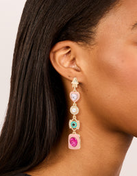 Gold Enamel Celestial Drop Earrings - link has visual effect only