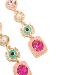 Gold Enamel Celestial Drop Earrings - link has visual effect only