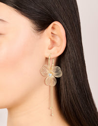 Gold Laser Cut Flower Drop Earrings - link has visual effect only