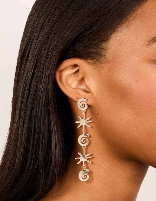 Gold Shell & Sun Drop Earrings
