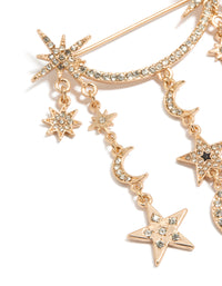 Gold Celestial Diamante Long Brooch - link has visual effect only