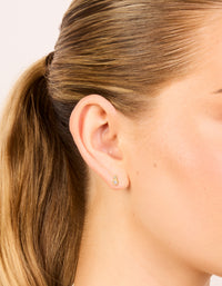 Gold Plated Sterling Silver Cubic Zirconia Double Bezel Set Stud Earrings - link has visual effect only
