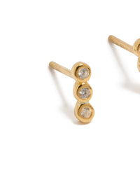 Gold Plated Sterling Silver Cubic Zirconia Bezel Trio Drop Stud Earrings - link has visual effect only