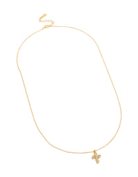 Gold Plated Sterling Silver Cubic Zirconia Bezel Cross Pendant Necklace - link has visual effect only
