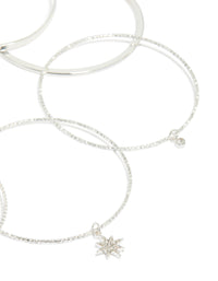 Silver Diamante Moon & Star Bangles 7-Pack - link has visual effect only