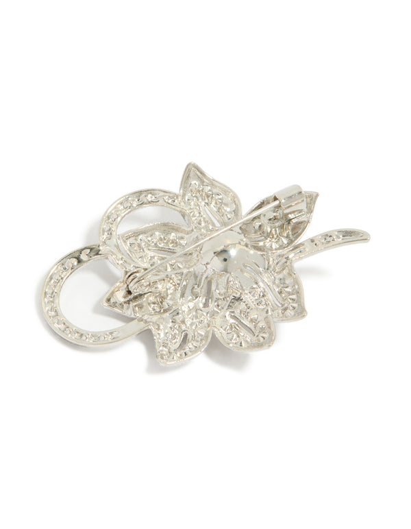 Silver Flower & Pearl Brooch