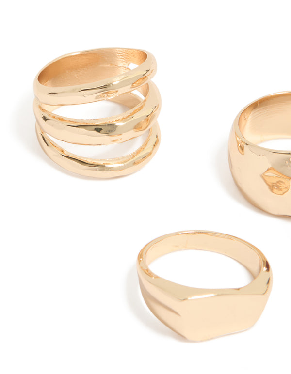 Crafted from gold chunky with maroon stone detail, and statement design in a 5-pack side detail view