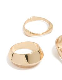 Crafted from gold organic dome ring pack close up view - link has visual effect only