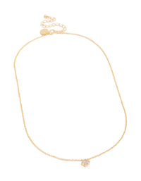 Shop this floral necklace in gold plated cubic zirconia with crystal pendant and dainty style front view - link has visual effect only