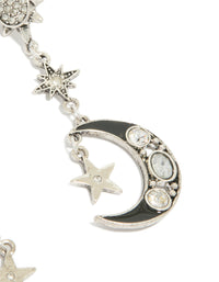 Explore antique silver edgy star moon drop earrings highlighting celestial charm craftsmanship post detail view - link has visual effect only