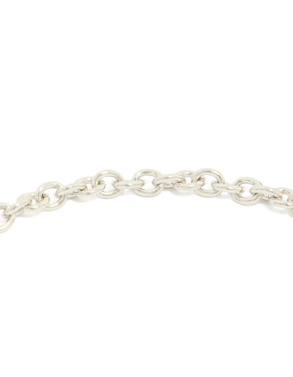 Crafted with silver diamante and blue stone heart chunky style necklace featuring celestial star charm pendant clasp detail view