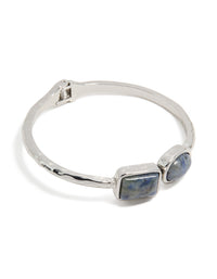 Silver Double  Blue Stone Bangle - link has visual effect only