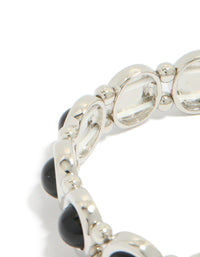 Silver Black Stones Stretch Bracelet - link has visual effect only