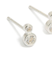 Sterling Silver Cubic Zirconia Double Bezel Set Stud Earrings - link has visual effect only