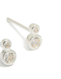 Sterling Silver Cubic Zirconia Double Bezel Set Stud Earrings - link has visual effect only