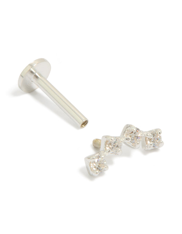 Sterling Silver Cubic Zirconia Crawler Single Flat Back Stud