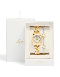 Gold Watch & Flower Bracelet Set - link has visual effect only