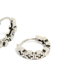 Waterproof Mens Black Brushed Stainless Steel Multi Cross Huggie Earrings - link has visual effect only