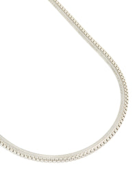 Mens Waterproof Stainless  Steel Snake & Box Chain Necklaces 2-Pack - link has visual effect only