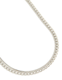 Mens Waterproof Stainless Steel Box & Cuban Chain Necklace 2 Pack - link has visual effect only