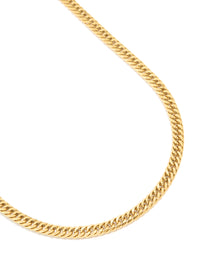 Waterproof Mens Gold Plated Stainless Steel Smooth Cuban Link Necklace - link has visual effect only